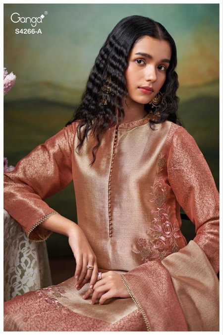 Haniya 4266 By Ganga Bemberg Silk Designer Salwar Suits Wholesale Shop In Surat
